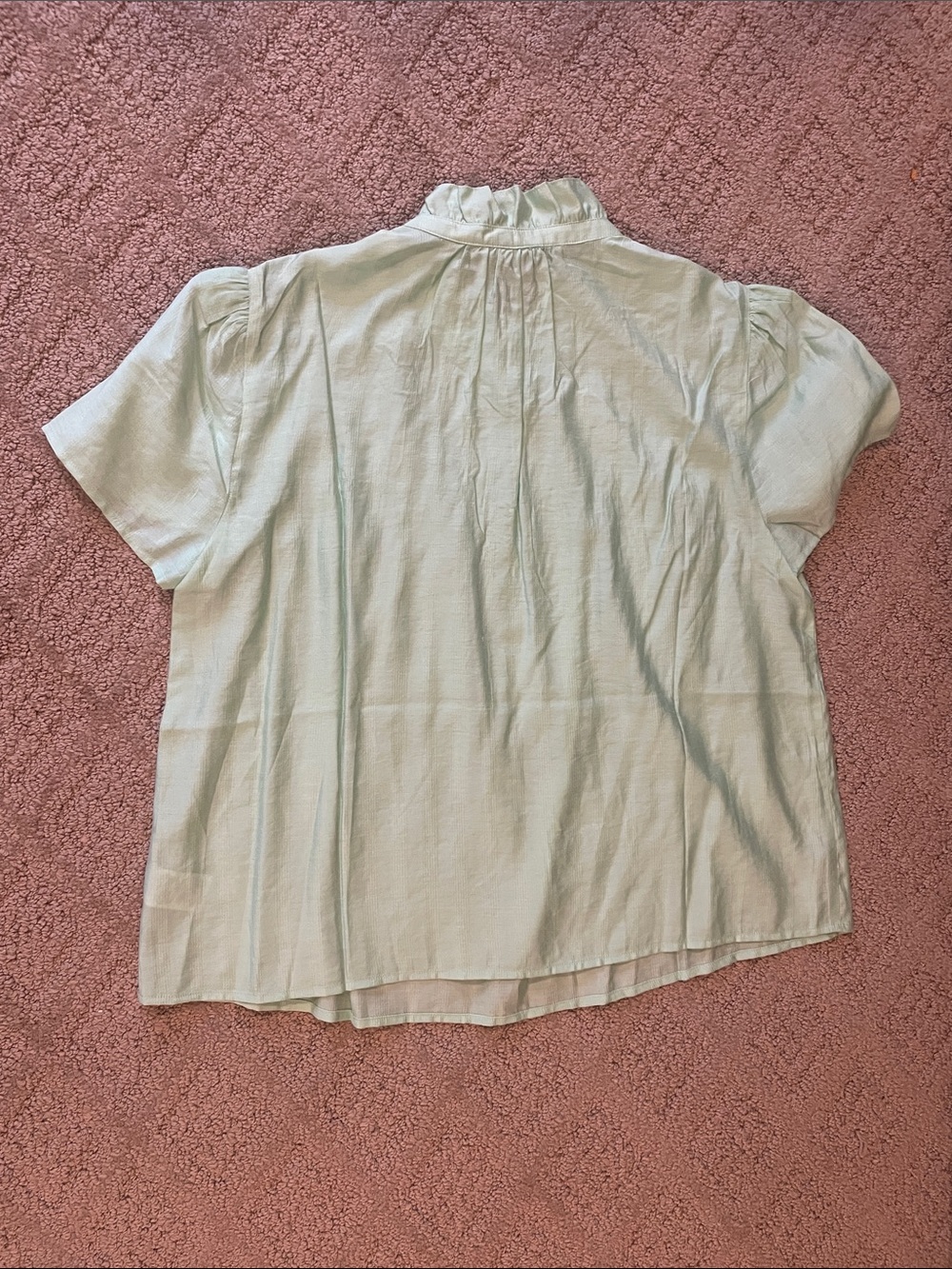 CAbi Mint Ruffle Neck Short Sleeve Blouse - Picture 3 of 5